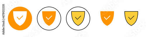 Shield check mark icon set for web and mobile app. Protection approve sign. Insurance icon