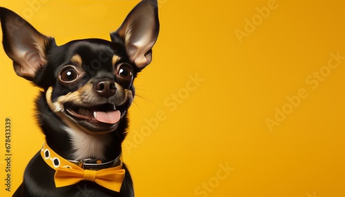 Charming and lively studio portrait of an adorable dog against a vibrant solid color backdrop