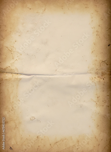 Sheet of old paper with a horizontal crease in the middle
