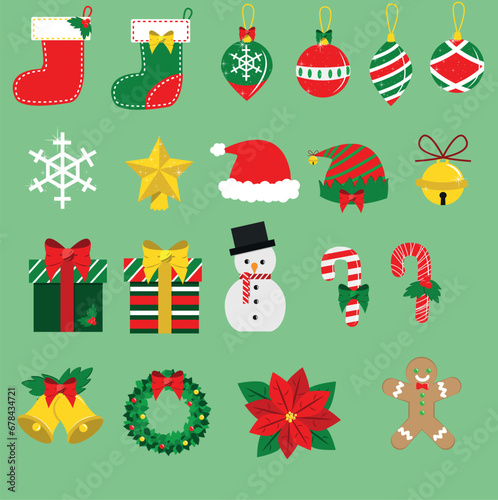 set de ilustraciones con objetos navideños