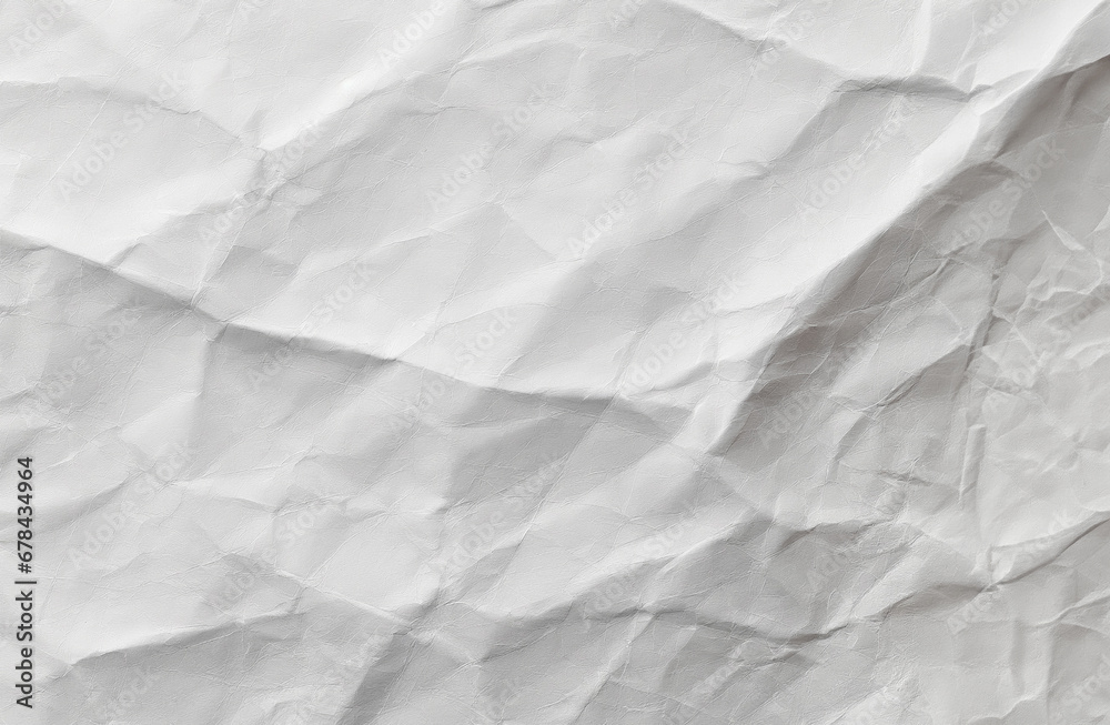 Fototapeta premium Crumpled white paper, uneven surface of the gray paper.