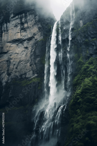 Beautiful Waterfall Is Shown Falling Along The Rocks