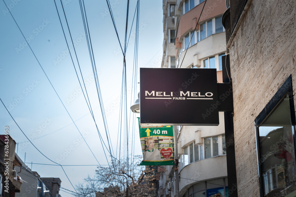 BUCHAREST, ROMANIA MARCH 12, 2023 Meli Melo Paris logo on their