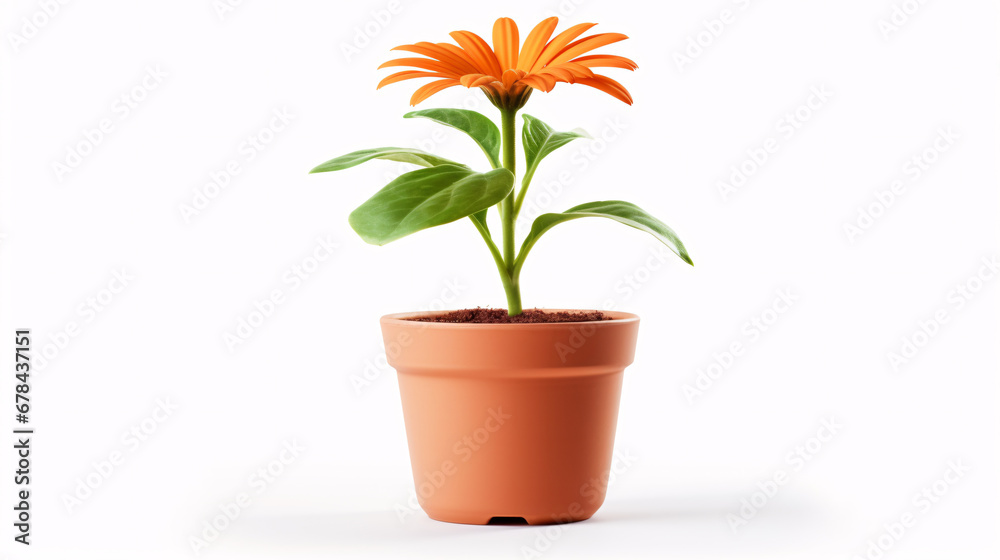 Flower in a pot isolated on white Flower in a pot isolated on white