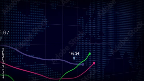 Movement of stock price growth charts. business and financial economic charts. trading analysis interface concept