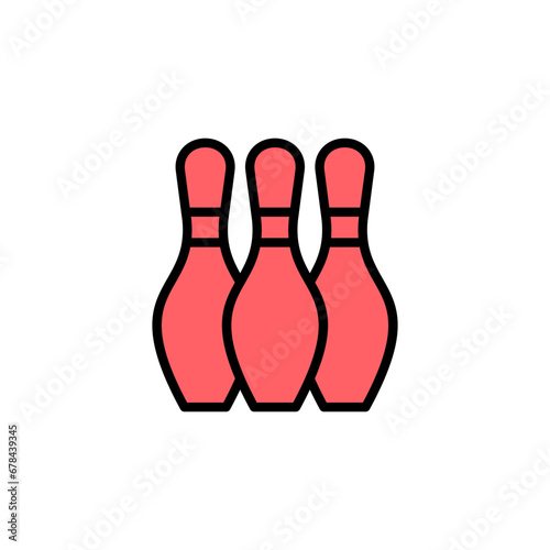 Bowling icon set illustration. bowling ball and pin sign and symbol.