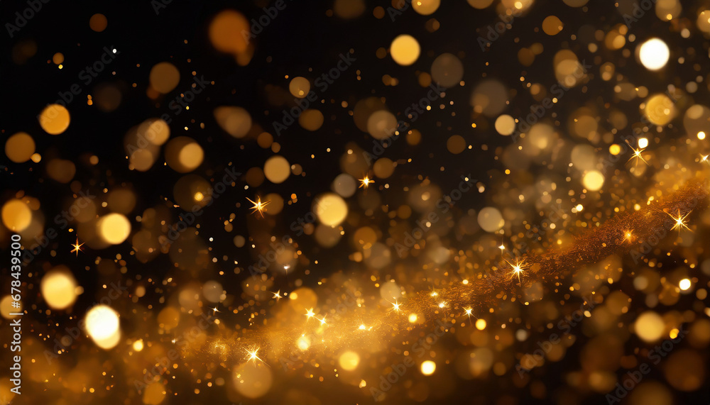gold sparkle stars burst against a black backdrop, creating a mesmerizing bokeh glitter explosion. Golden particles dance in a magical display gold sparkle stars burst against a black backdrop, creating a mesmerizing bokeh glitter explosion. Golden particles dance in a magical display