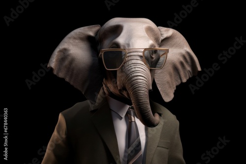 Elegant Elephant in a Stylish Suit and Sleek Sunglasses Generative AI