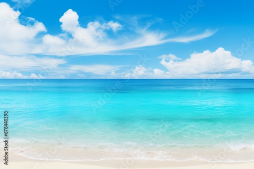 Stunning picturesque beach with fine golden sand basking in the glorious summer sunlight
