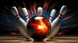 A bowling ball of fire hits the pins