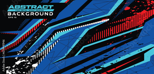abstract background modern car decal wrap grunge splash geometric stripe design blue red racing sport pattern