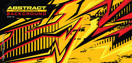 Abstract background car decal wrap design automotive grunge splash striking stripe yellow black sport vector sticker vinyl illustration