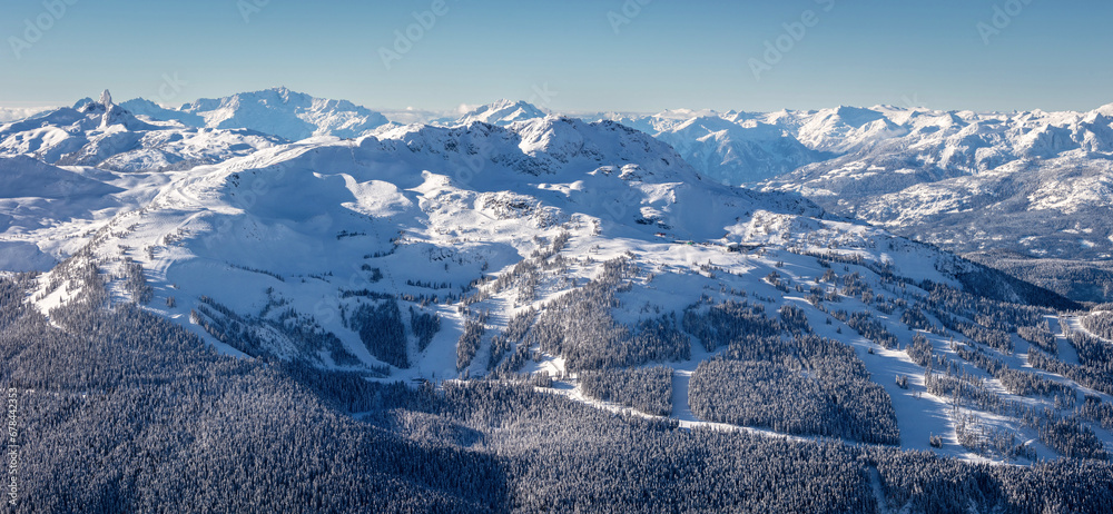 Snowy view of Whistler Mountain in winter