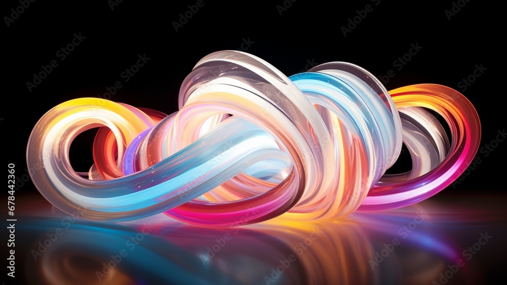colorful lines splash waves in black background HD abstract background 1080 P - obrazy, fototapety, plakaty 