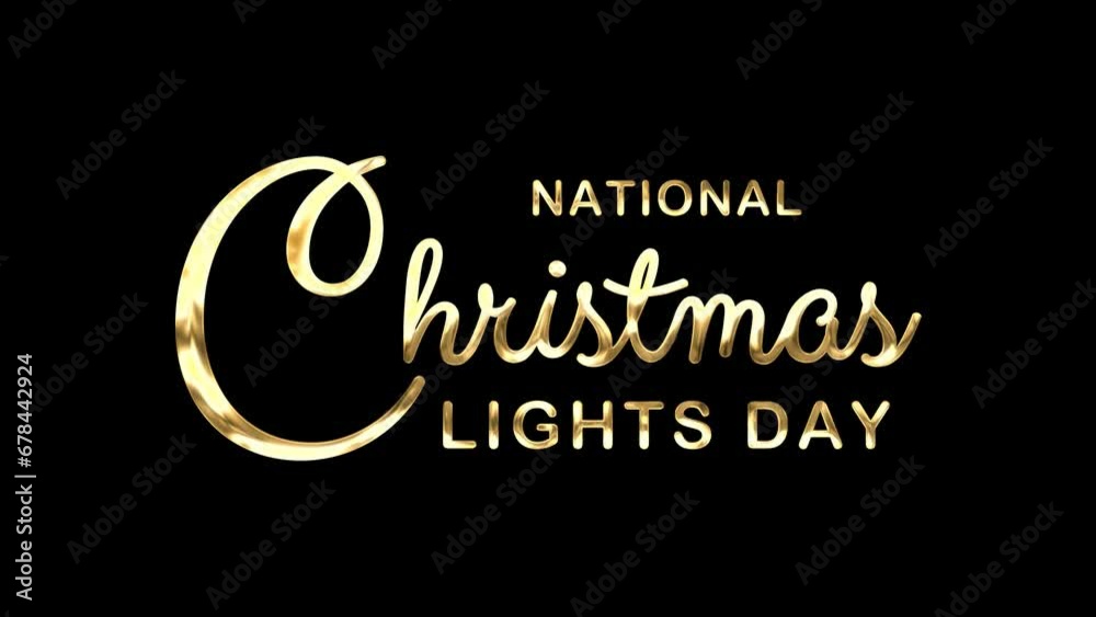 National Christmas Lights Day Text Animation on Gold Color. Great for Christmas Lights Day Celebrations, for banner, social media feed wallpaper stories National Christmas Lights Day Text Animation on Gold Color. Great for Christmas Lights Day Celebrations, for banner, social media feed wallpaper stories