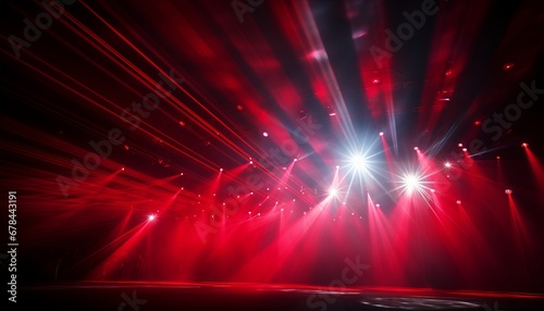 Vibrant red spot light illuminating talented performer on stage in a captivating show