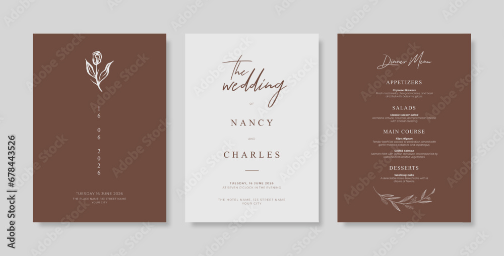 Simple and minimalist wedding card template. beautiful wedding invitation template