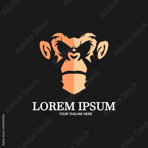 Vector gorilla face logo. Vector monkey face logo.