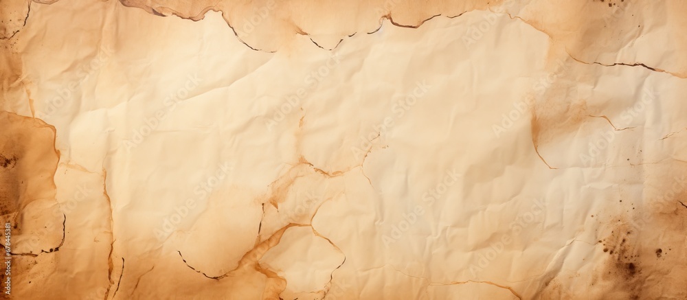 Fototapeta premium Textured background with coffee stained crumpled paper