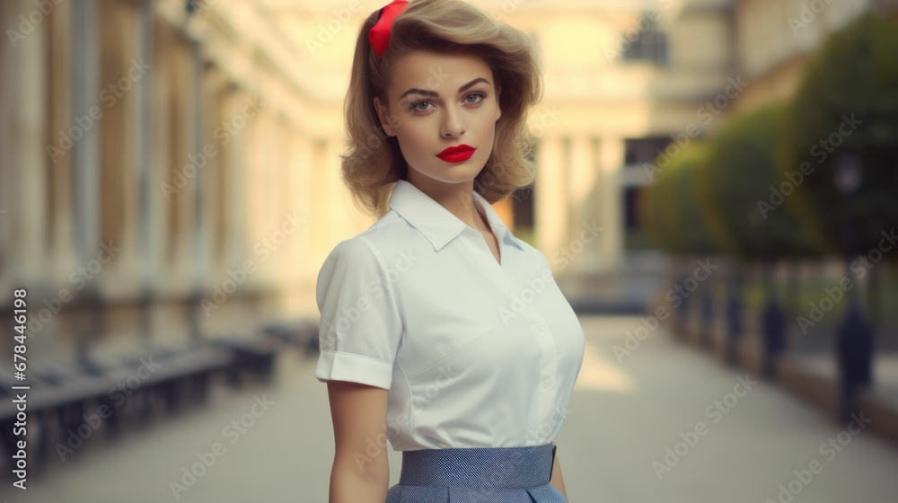Attractive nurse with red lipstick. Attractive nurse with red lipstick.