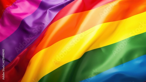 Waving LGBT flag in rainbow colors.