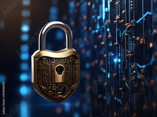 Obraz na płótnie Cyber security lock w salonie