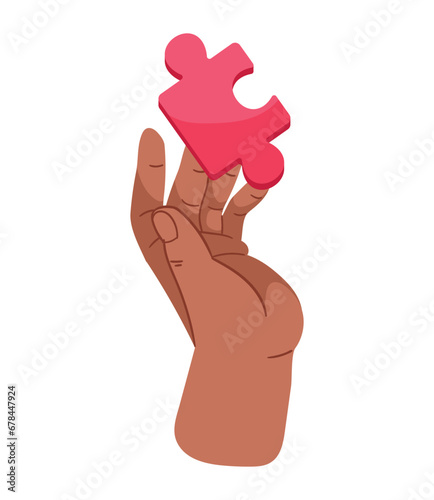 asperger hand with puzzles