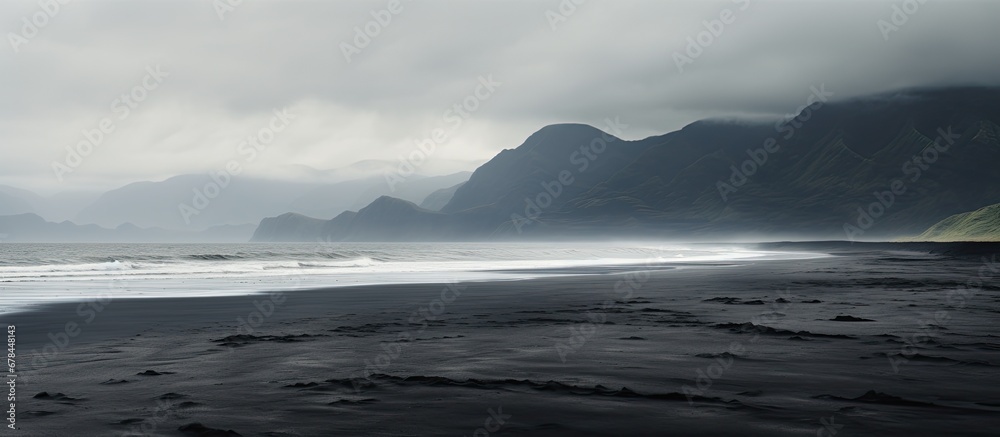 Sandy beach of dark hue