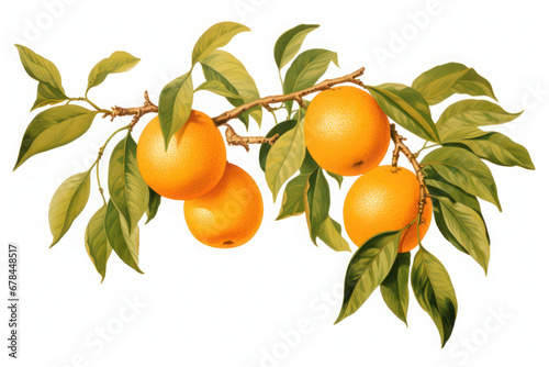 tangerines with leaves isolated on white Background, Generative ai