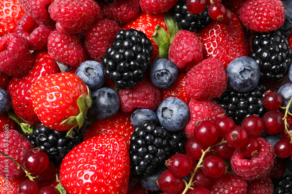 Different fresh ripe berries as background, top view Different fresh ripe berries as background, top view
