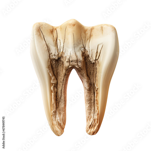 Decayed tooth cross-sectional view isolated photo