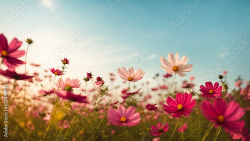 Beautiful cosmos flowers blooming © adynue
