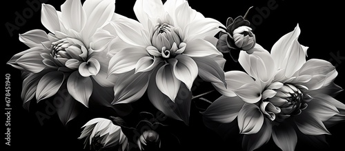 Black and white flowers in bloom