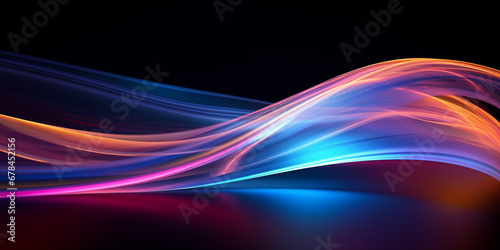 流動的な色彩：抽象的な光の波紋