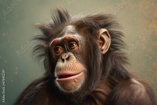 portrait of a depressed chimpanzee feeling sad, concept of Loneliness © RealPeopleStudio