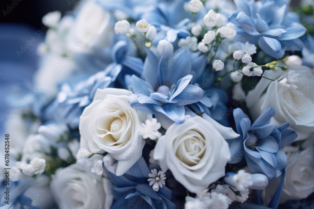 Obraz premium Floral wedding marriage bouquet beauty white love romantic blossom bride flower rose green