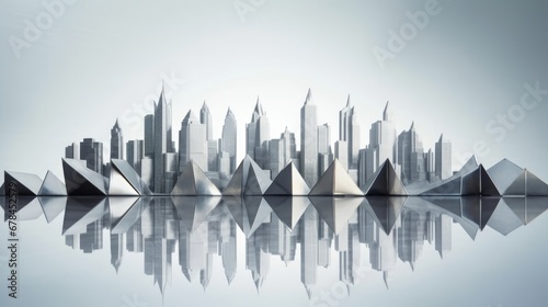 Business urban skyline modern skyscraper building city tower reflection background architecture cityscape