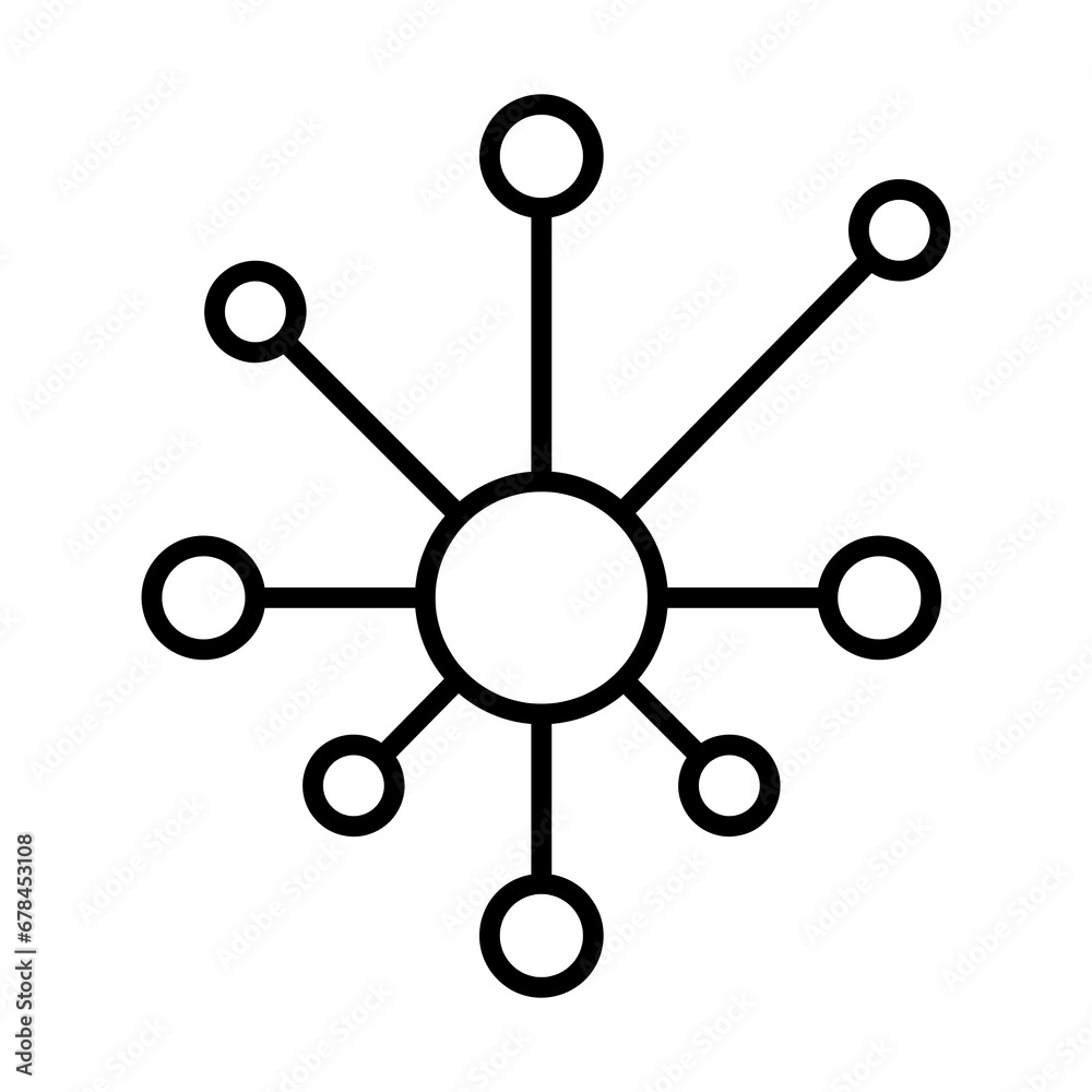 Hub and spoke line icon, outline vector sign,Central database symbol, flat illustration on white background..eps