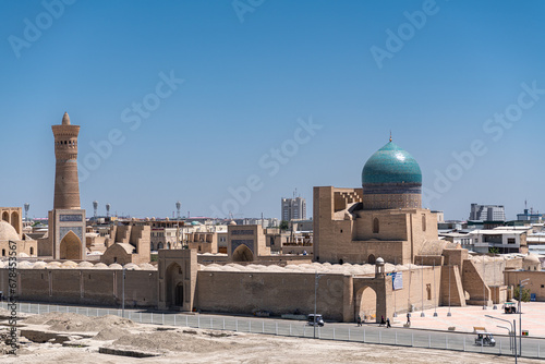 View over Poi Kalon Mosque and Minaret from Ark fortress, Bukhara, Uzbekistan.
