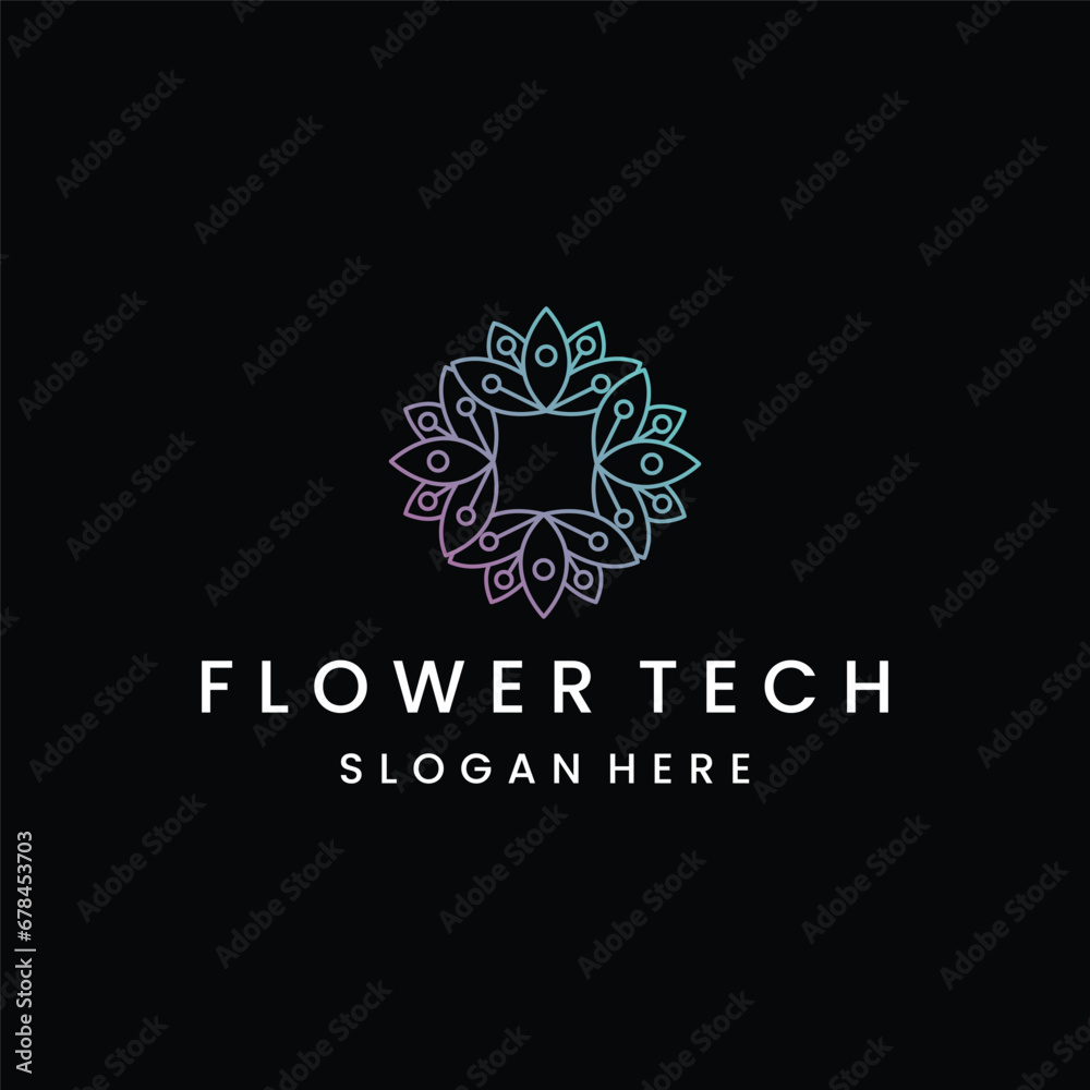 Flower tech logo template vector illustration design Flower tech logo template vector illustration design