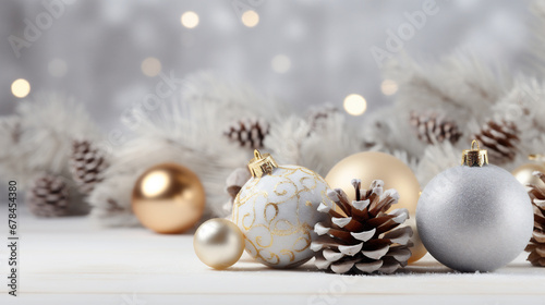 Christmas decoration on bokeh background with copy space for your text