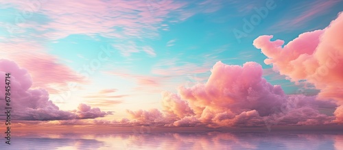 Calm pastel sky at sunset with long stratus clouds Natural beauty photo
