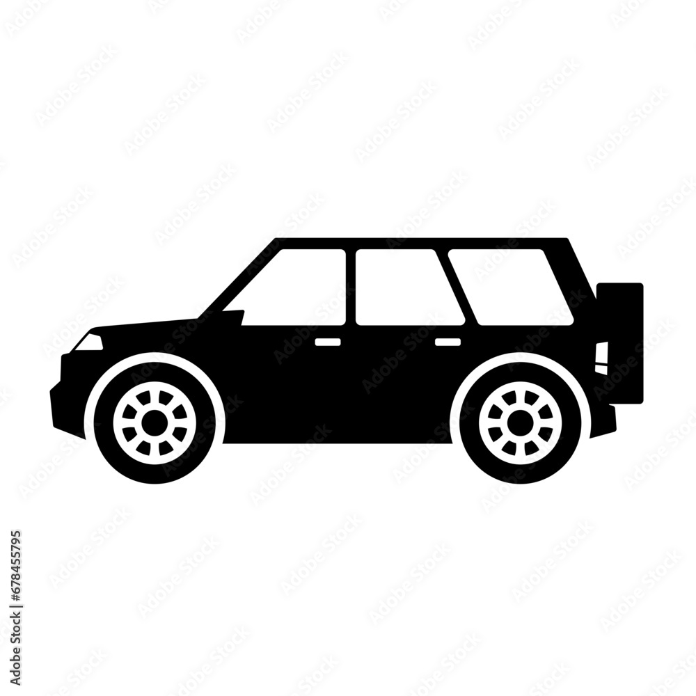 SUV car icon vector. Sport utility vehicle silhouette for icon, symbol or sign. SUV car graphic resource for transportation or automotive