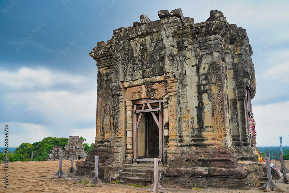 Phnom Bakheng - 9th century hilltop Hindu temple complex built by Khmer King Yasovarman at Siem Reap, Cambodia, Asia