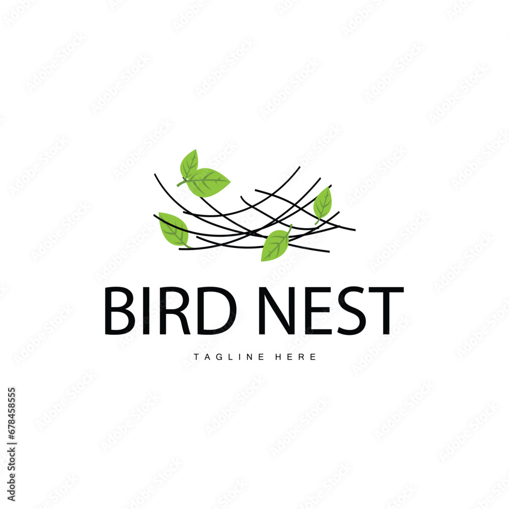 Fototapeta premium Bird's Nest Logo, Simple Bird House Illustration Templet Design Vector