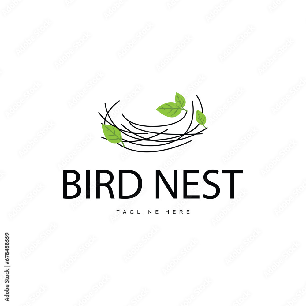Fototapeta premium Bird's Nest Logo, Simple Bird House Illustration Templet Design Vector