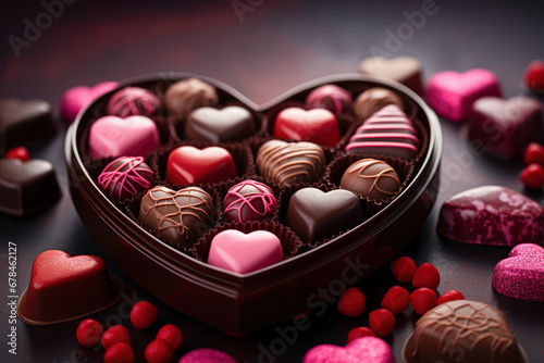 Valentine's Day heart chocolates in a box