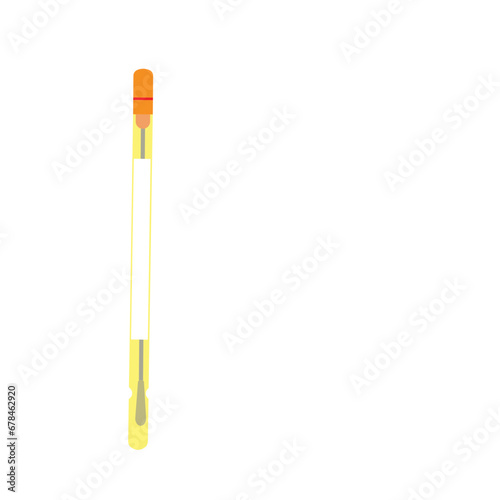 Medical kit for analysis with cotton swab and test tube, transparent glass capsule. Personal hygiene items are stored in plastic boxes with hospital data. Healthcare concept.