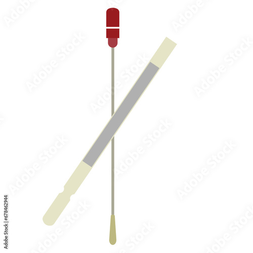 Medical kit for analysis with cotton swab and test tube, transparent glass capsule. Personal hygiene items are stored in plastic boxes with hospital data. Healthcare concept.