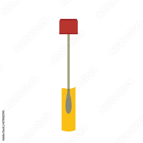 Medical kit for analysis with cotton swab and test tube, transparent glass capsule. Personal hygiene items are stored in plastic boxes with hospital data. Healthcare concept.